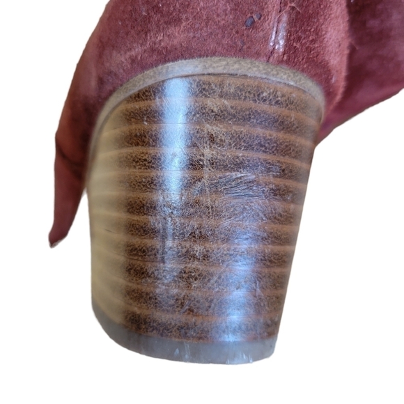 SOLE Society Suede Ankle Heeled Boot With Buckle Olive Red Size 9.5 - Picture 5 of 8